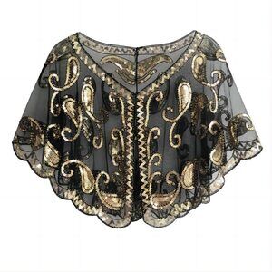 7773 1920s Shawl Wraps Wedding Bridal Wrap Sequin Beaded For Evening